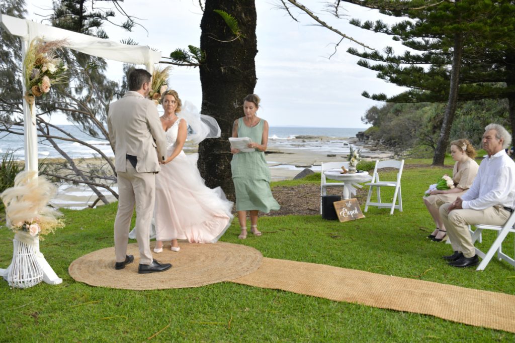 celebrant at shelly beach elopement wedding