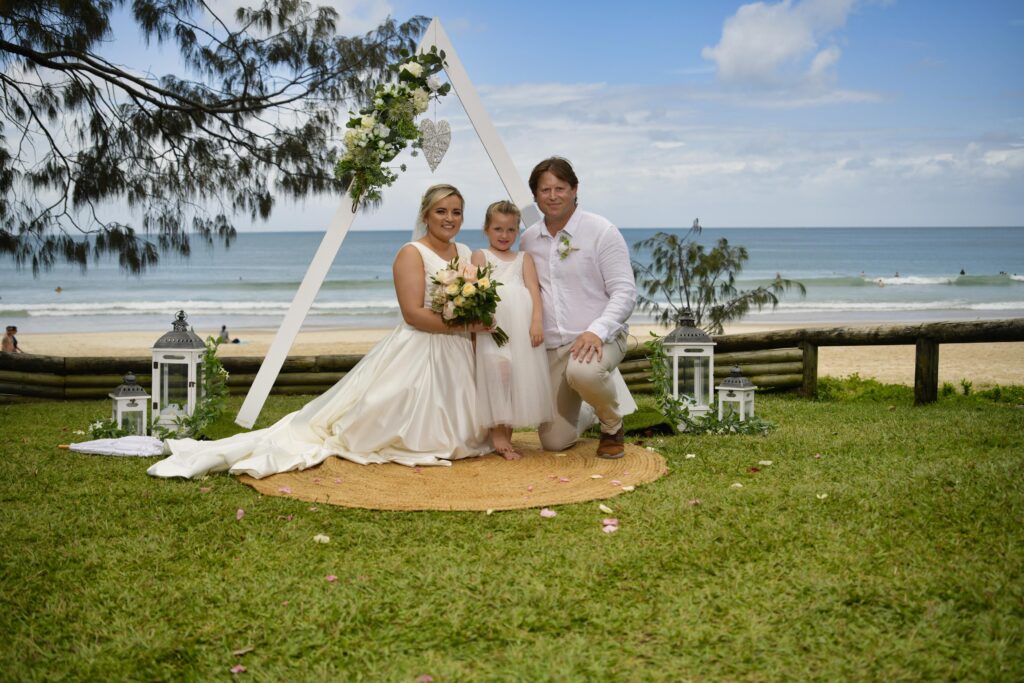 wedding on the beach at Noosa Casuarina gardens