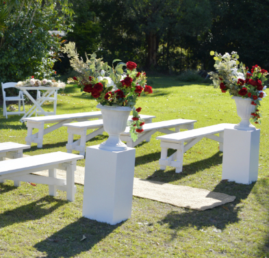white wedding plynths