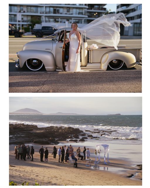A lovely Day Friday with melissa & Toby for there Elopement at Mooloolaba Beach on the sand.
Toby arrived on his Harley and Melissa arrived in a Chevy V8 pickup, made her way down them lovely stairs to the green.
photos by #Bigsmiles_weddings Edited and delivered in 48 hours