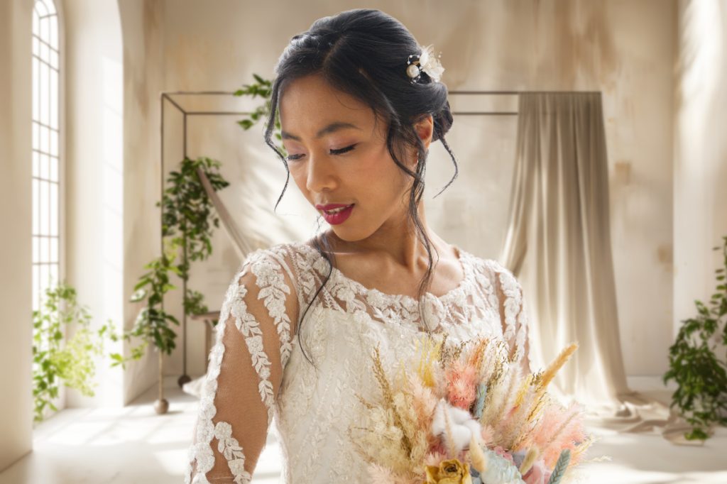 bride in dress portrat photography by Bigsmiles